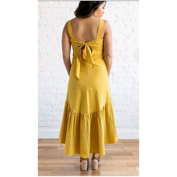 Pinch Golden Yellow Midi Dress Tie Back NWT Large - Picture 3 of 14